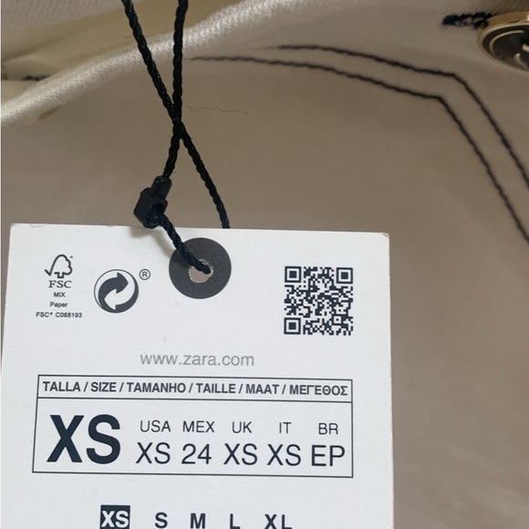 Zara White Denim Navy Mini Skirt XS - Picture 2 of 3